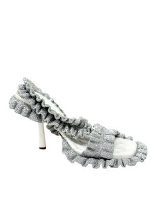Burberry Silver Metallic Sandal Heels