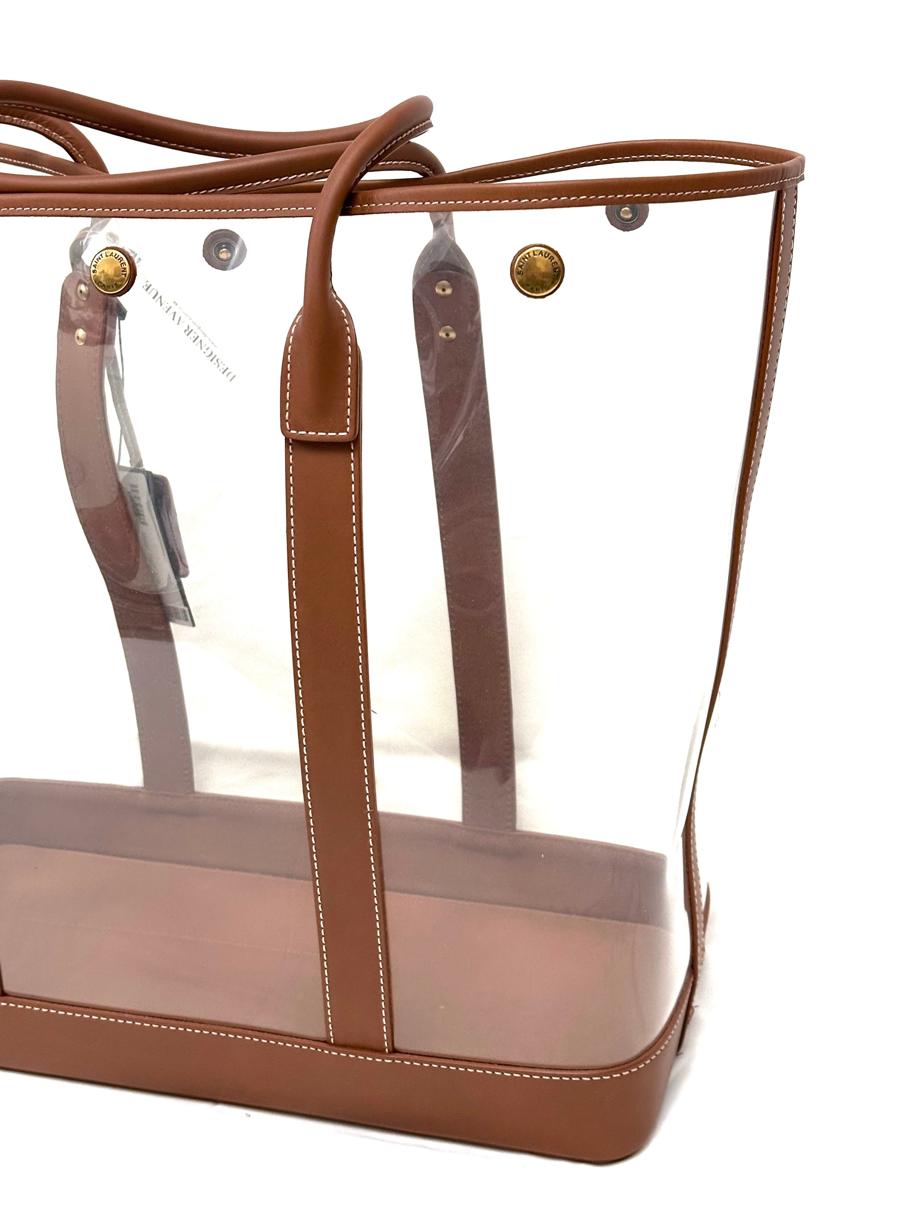 Saint Laurent Calfskin Vinyl Cabas Tote with Pouch