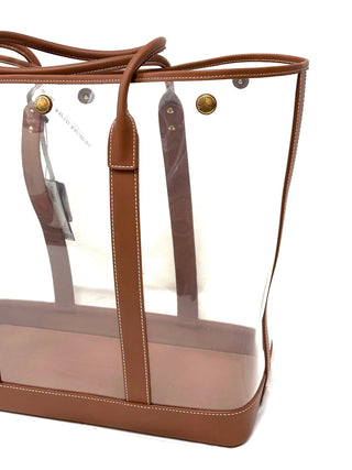 Saint Laurent Calfskin Vinyl Cabas Tote with Pouch