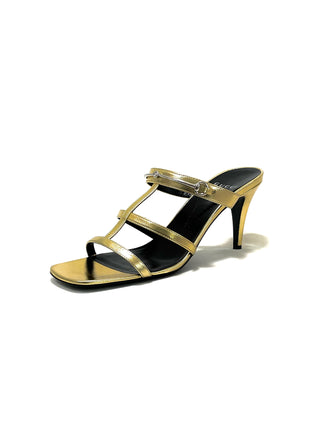 Gucci Gold Horsebite Heel Slippers