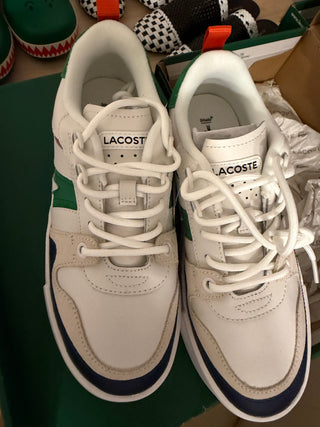 Lacoste White Green Suede Sneakers