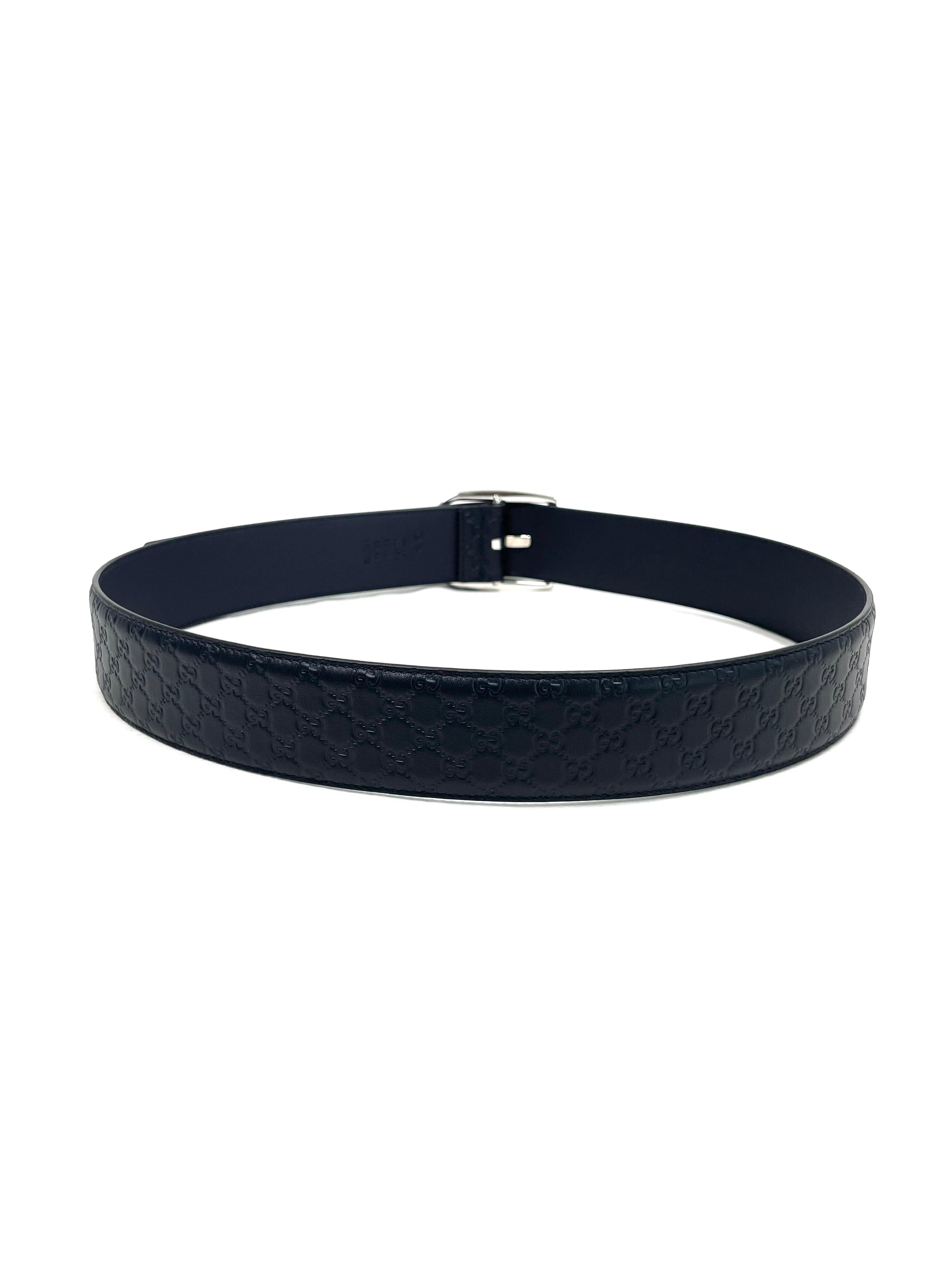 Gucci Leather Belt GG with Silver Buckle