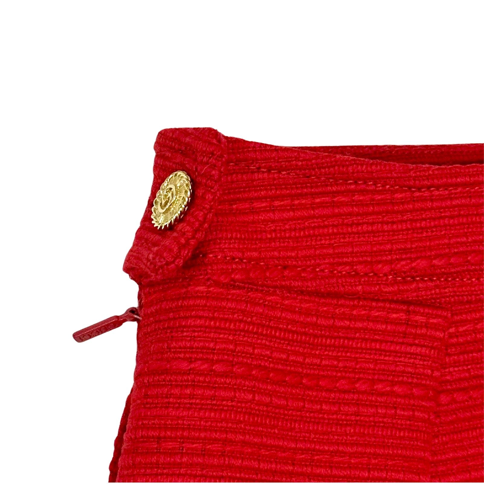 Gucci Wool Skirt with Braided Trim Red
