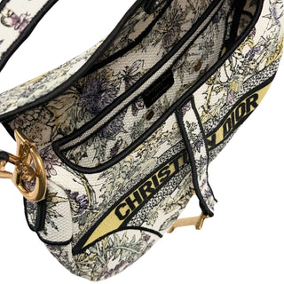 Christian Dior Saddle Bag latte Embroidery with Yellow Multicolor