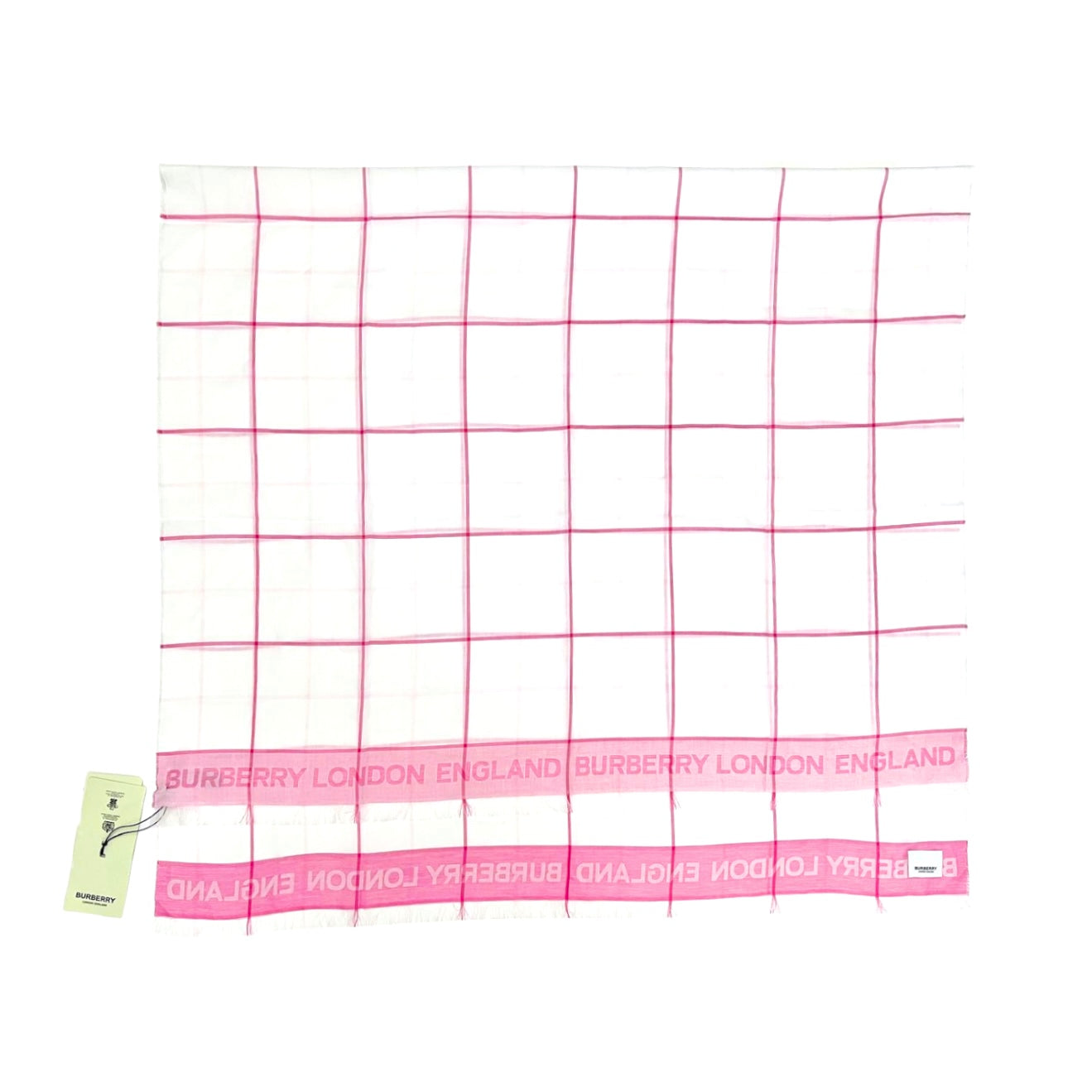 Burberry Pink White Classic Caro Patch Scarf
