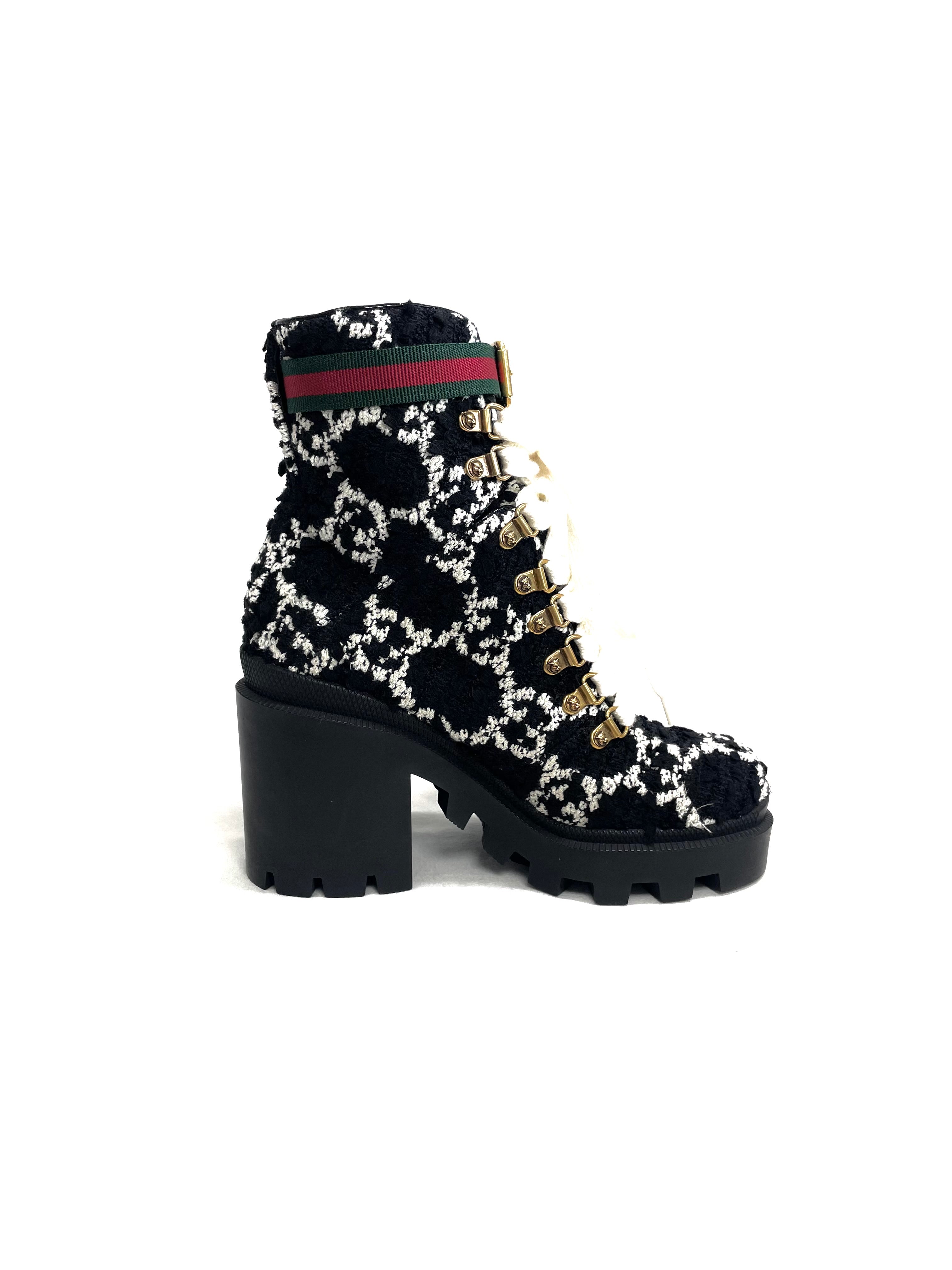 Gucci Black White GG Boots