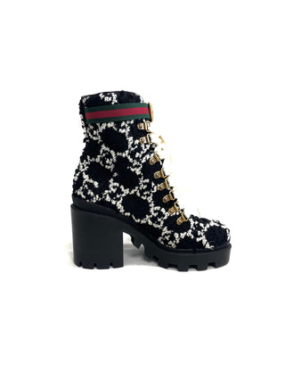 Gucci Black White GG Boots