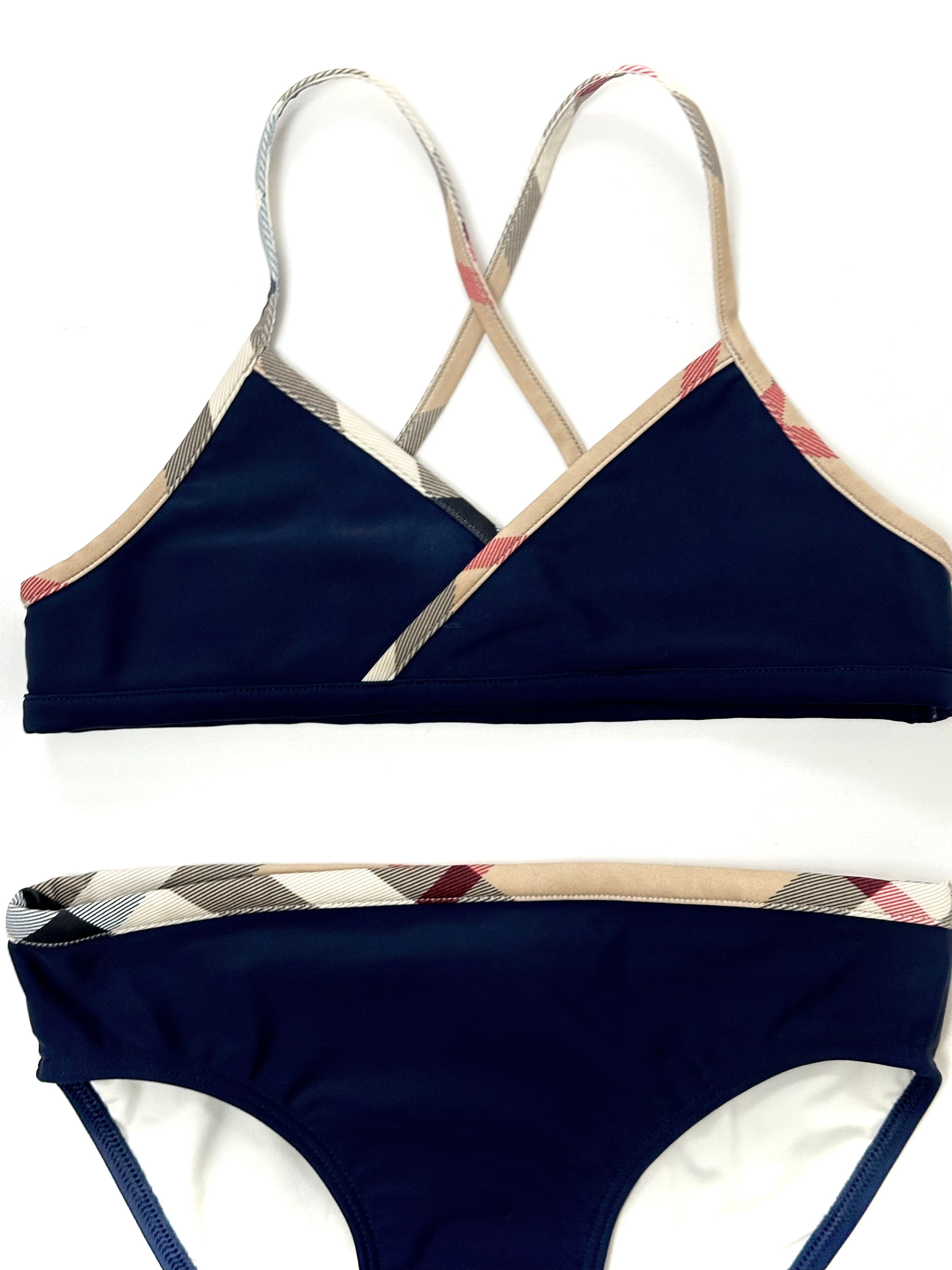 Burberry Navy Blue Classic Design Bikini