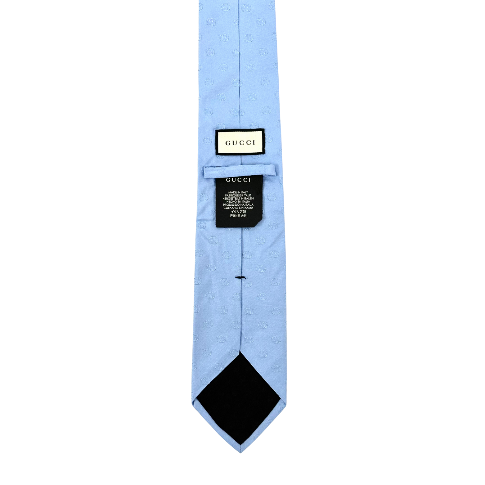 Gucci Light Blue with GG Print Silk Tie