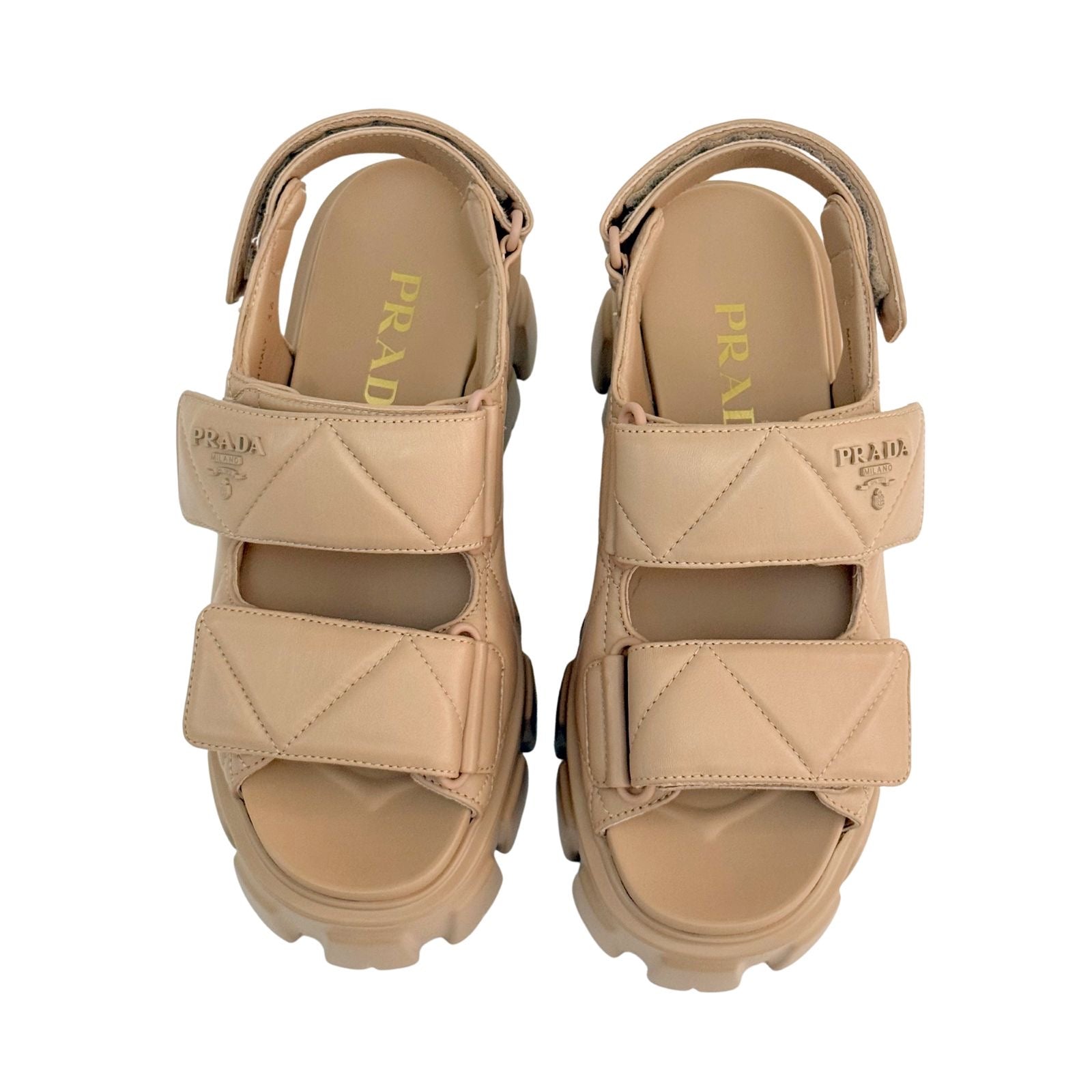 Prada Monolith Nappa Lambskin Leather Sandals