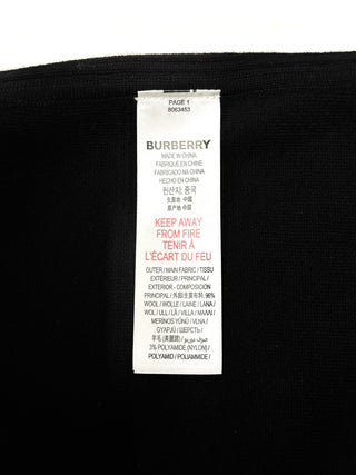 Burberry Black Wool Pencil Skirt with Round Horse and Brand Name Logos
