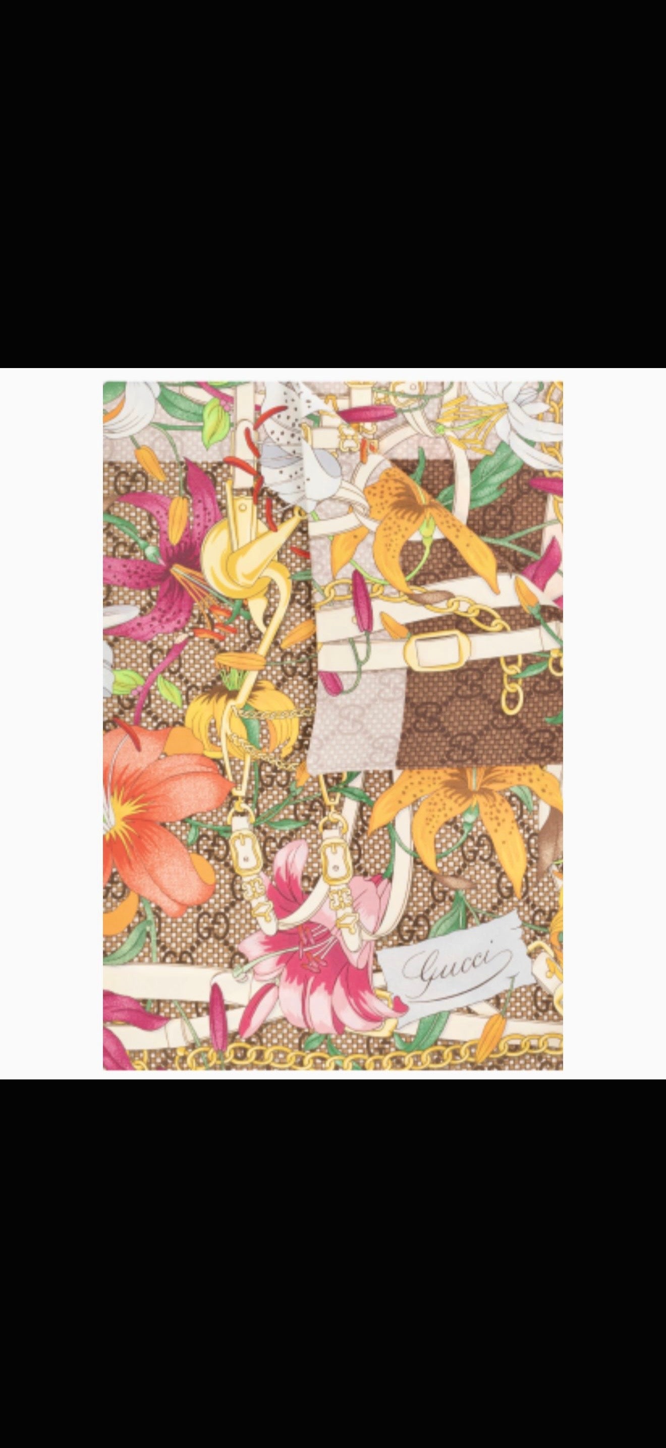 Gucci Silk Twill Flora Carre Multicolor Scarf