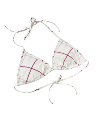Burberry White Pink Caro Design Padded Bikini