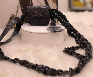 Chanel Black on Black Mini Leather Belt