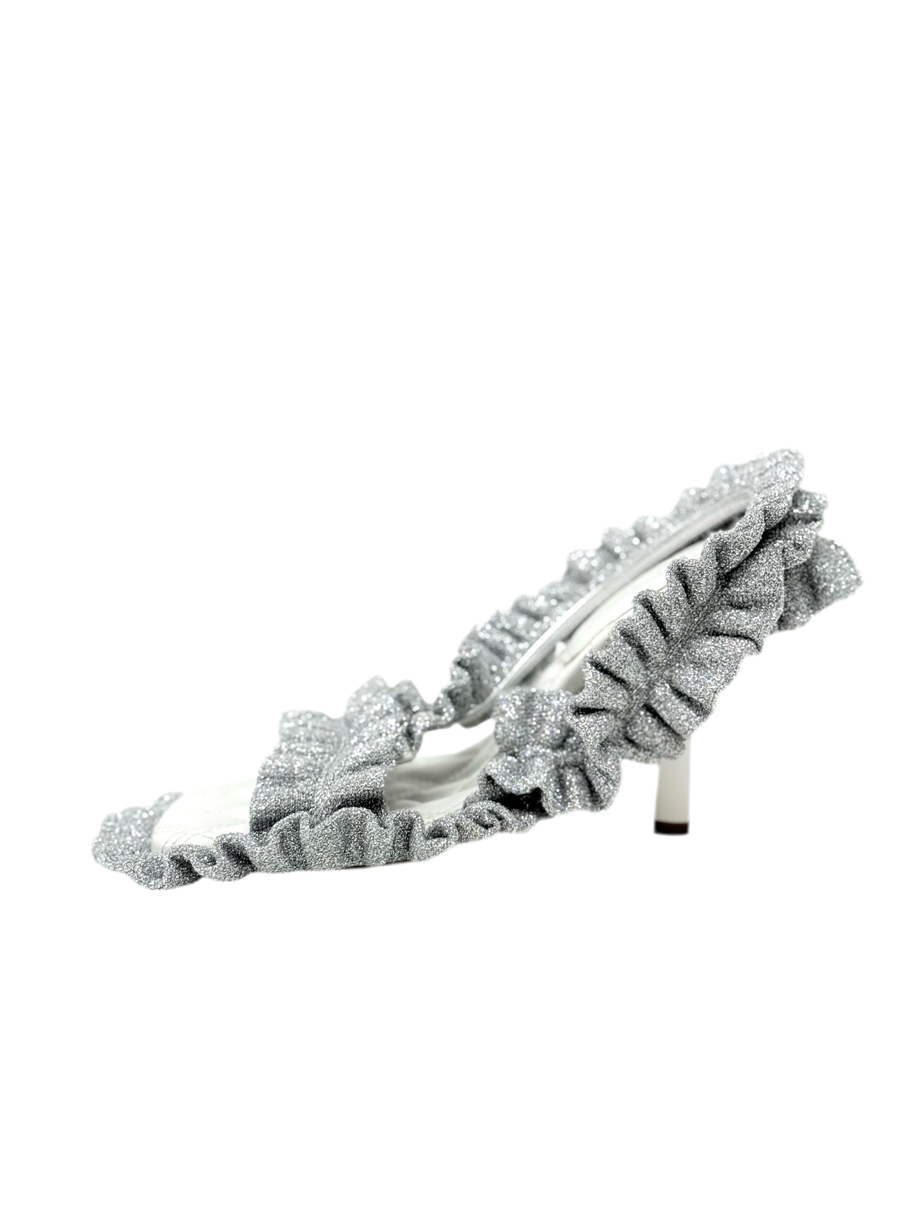 Burberry Silver Metallic Sandal Heels