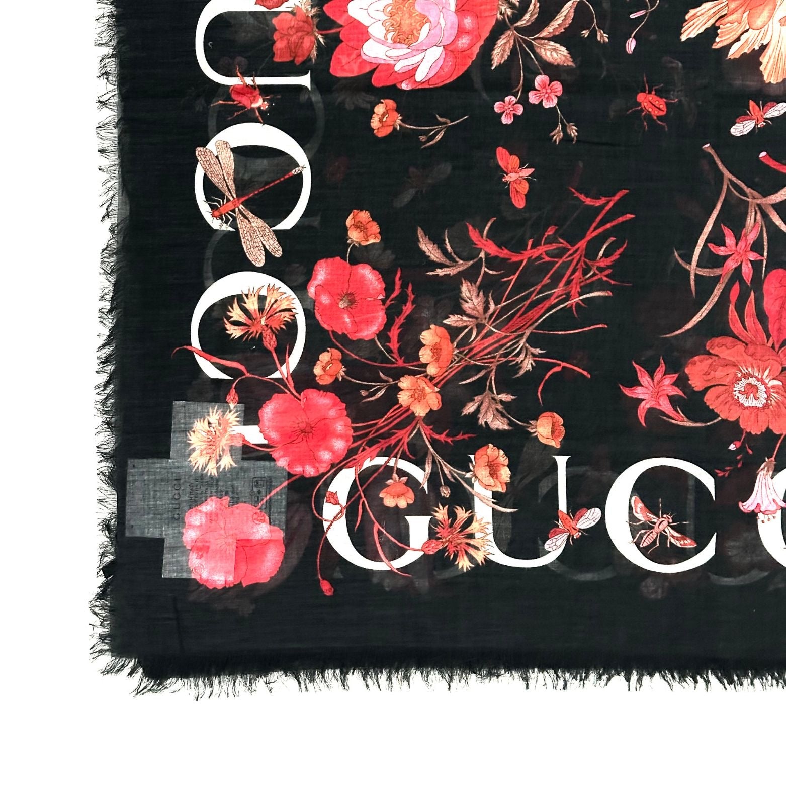 Gucci Cotton/Wool Floral Print Scarf