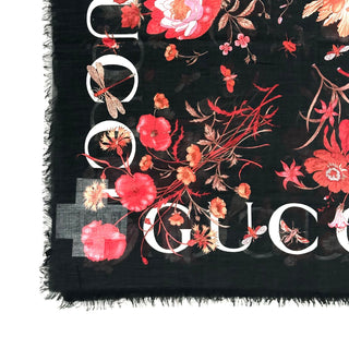 Gucci Cotton/Wool Floral Print Scarf