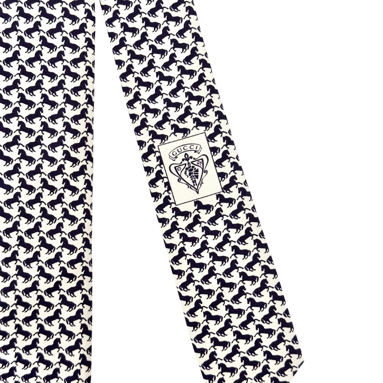 Gucci White Black Silk Tie