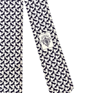 Gucci White Black Silk Tie
