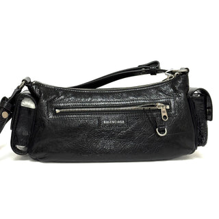 Balenciaga Super Busy Sling Bag in Arena Lambskin Black