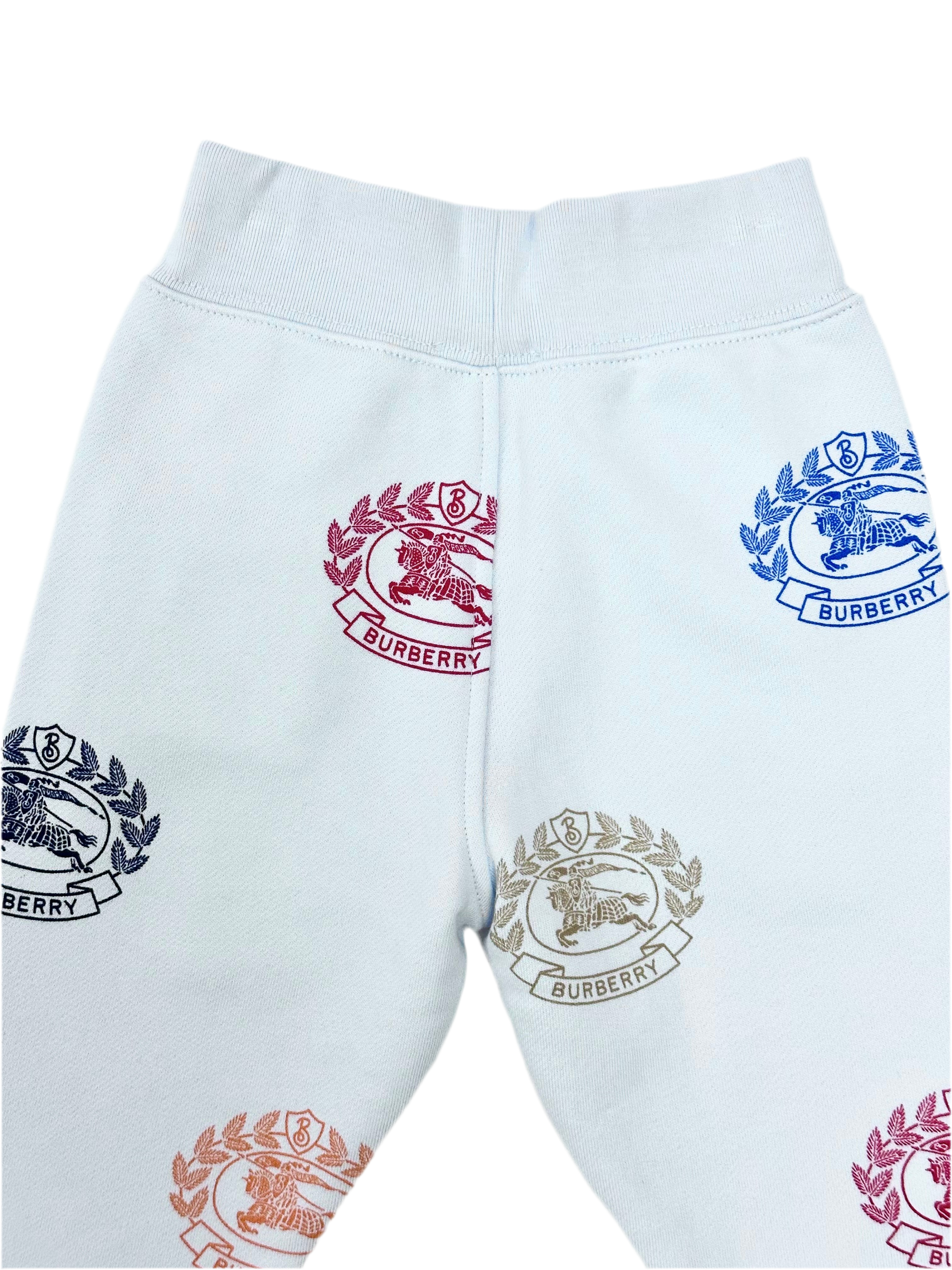 Burberry Baby Blue Jogger Pants with Colourful Brand Name Logos