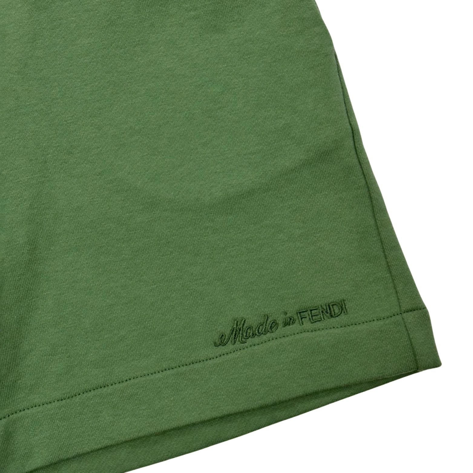 Fendi Green Logo Embroidered Short in Cotton