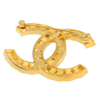 Chanel CC Vintage Gold Pin Brooch Rhinestones