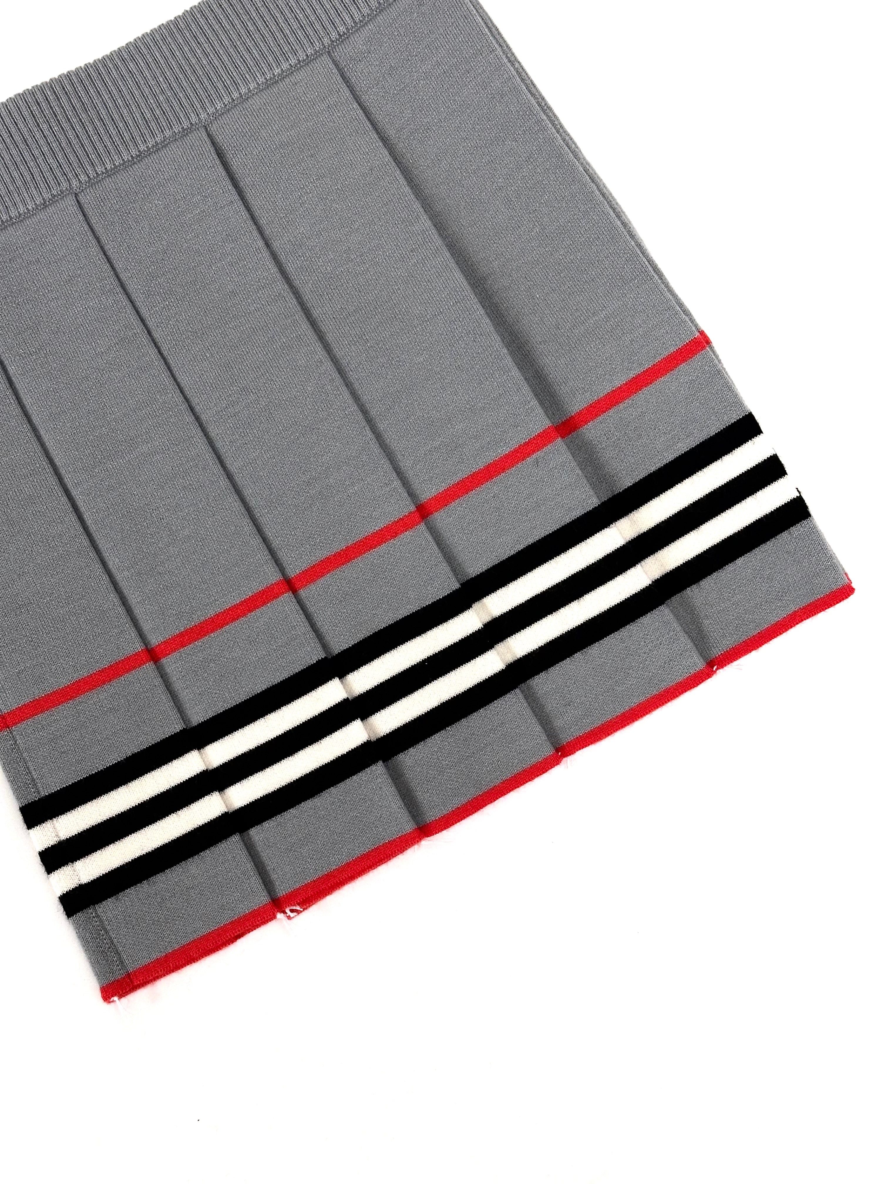 Burberry Grey Classic Design Stripes Wool Skirt