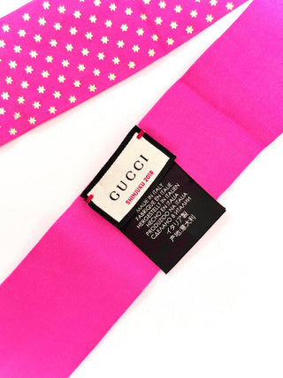 Gucci Printed Silk Twill Ribbon/ Pink