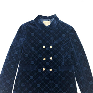 Gucci Navy Velvet Dress Long Sleeve