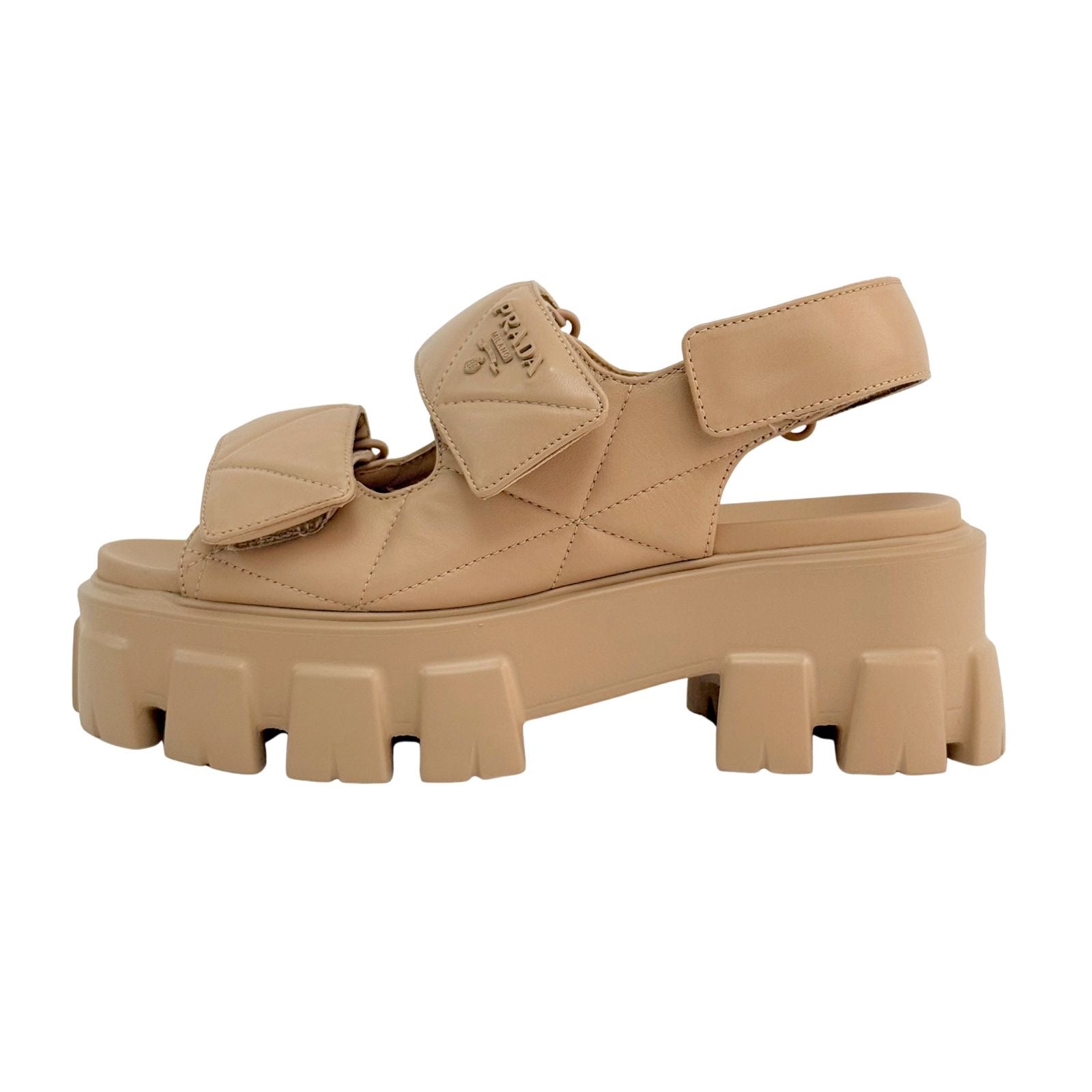 Prada Monolith Nappa Lambskin Leather Sandals