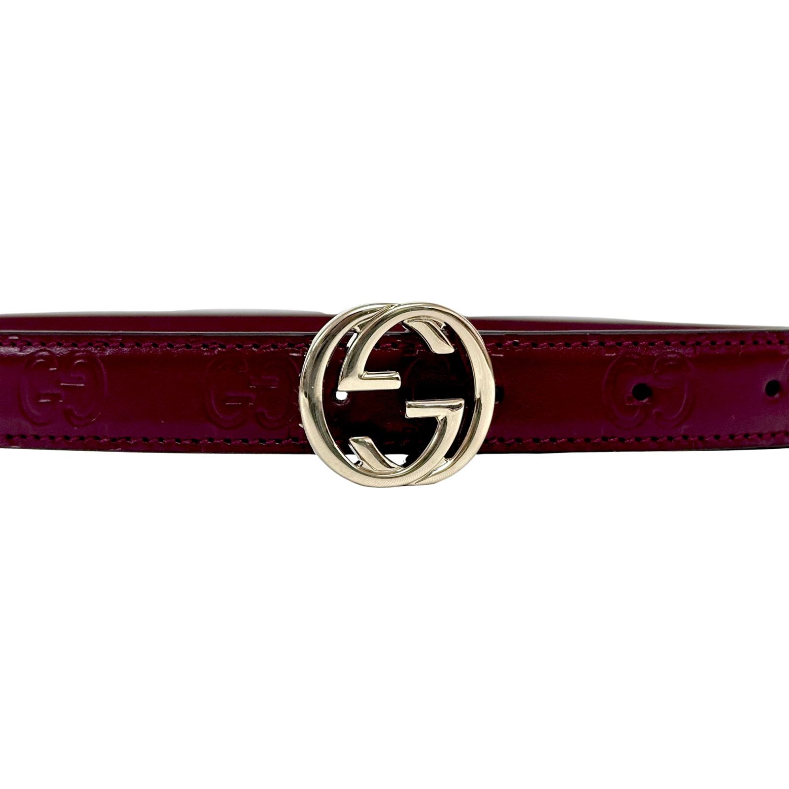 Gucci GG Embossed Belt Burgundy