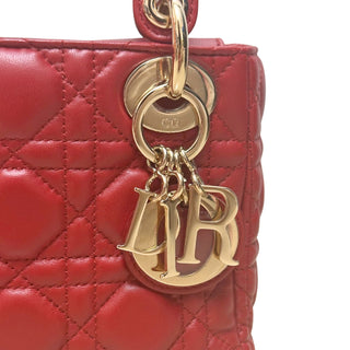 Lady Dior Red Mini Lambskin Cannage