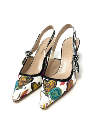 Christian Dior Floral Canvas Slingback