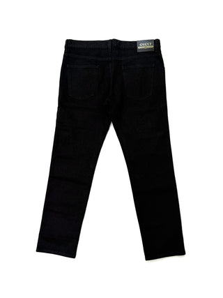 Gucci Black Denim Jeans with Gucci Embroidery
