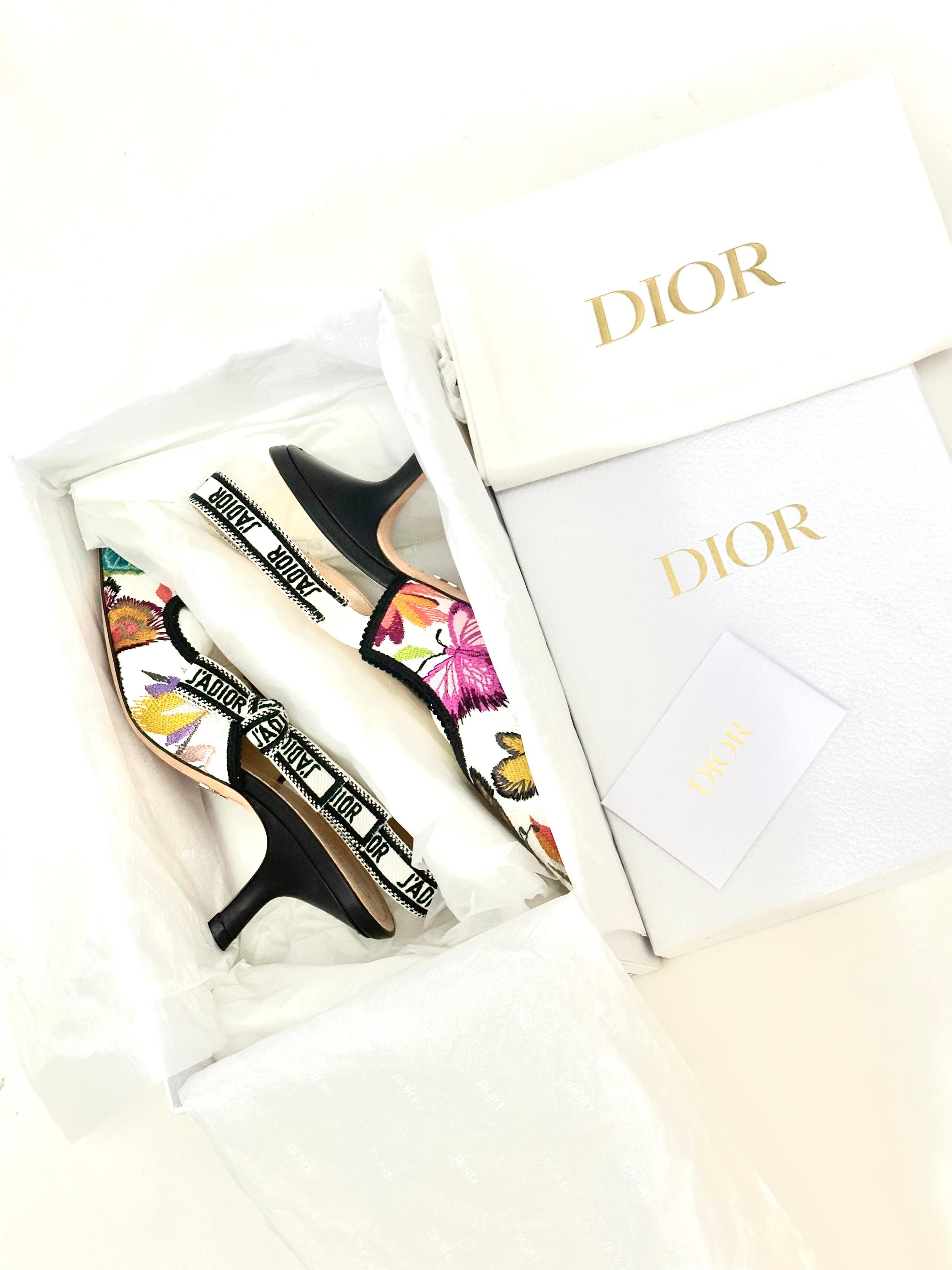 Christian Dior Floral Canvas Slingback