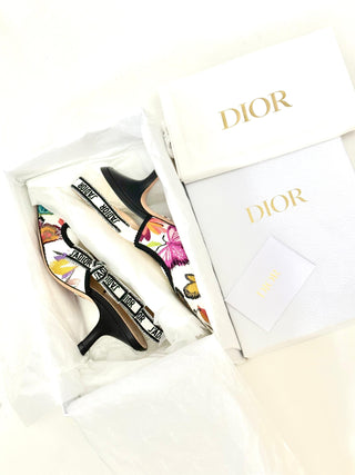 Christian Dior Floral Canvas Slingback