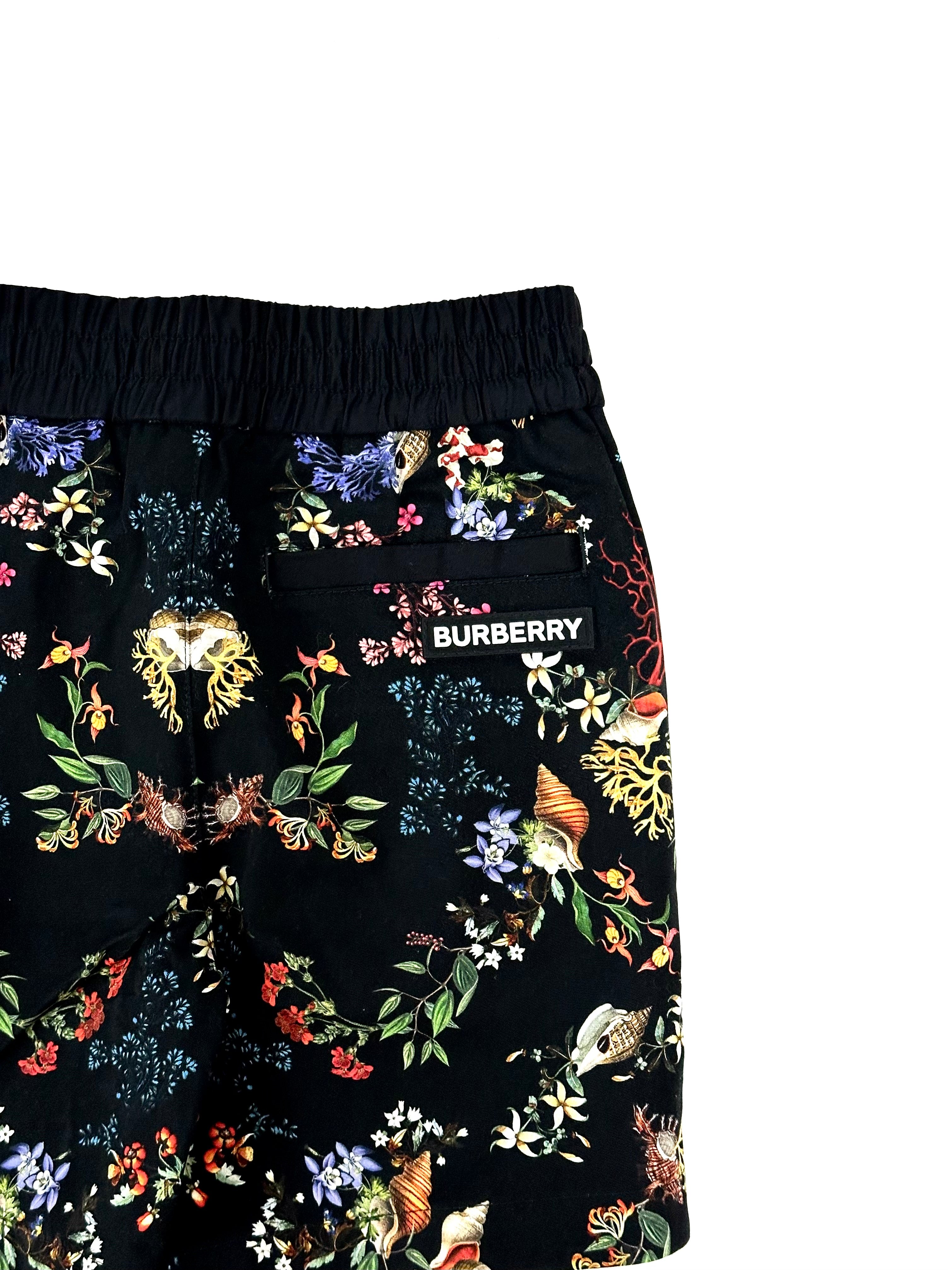 Burberry Black with Flower Print Shorts