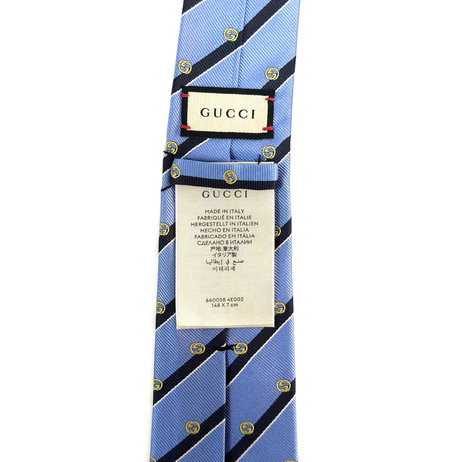 Gucci Silk Tie Blue Stripe