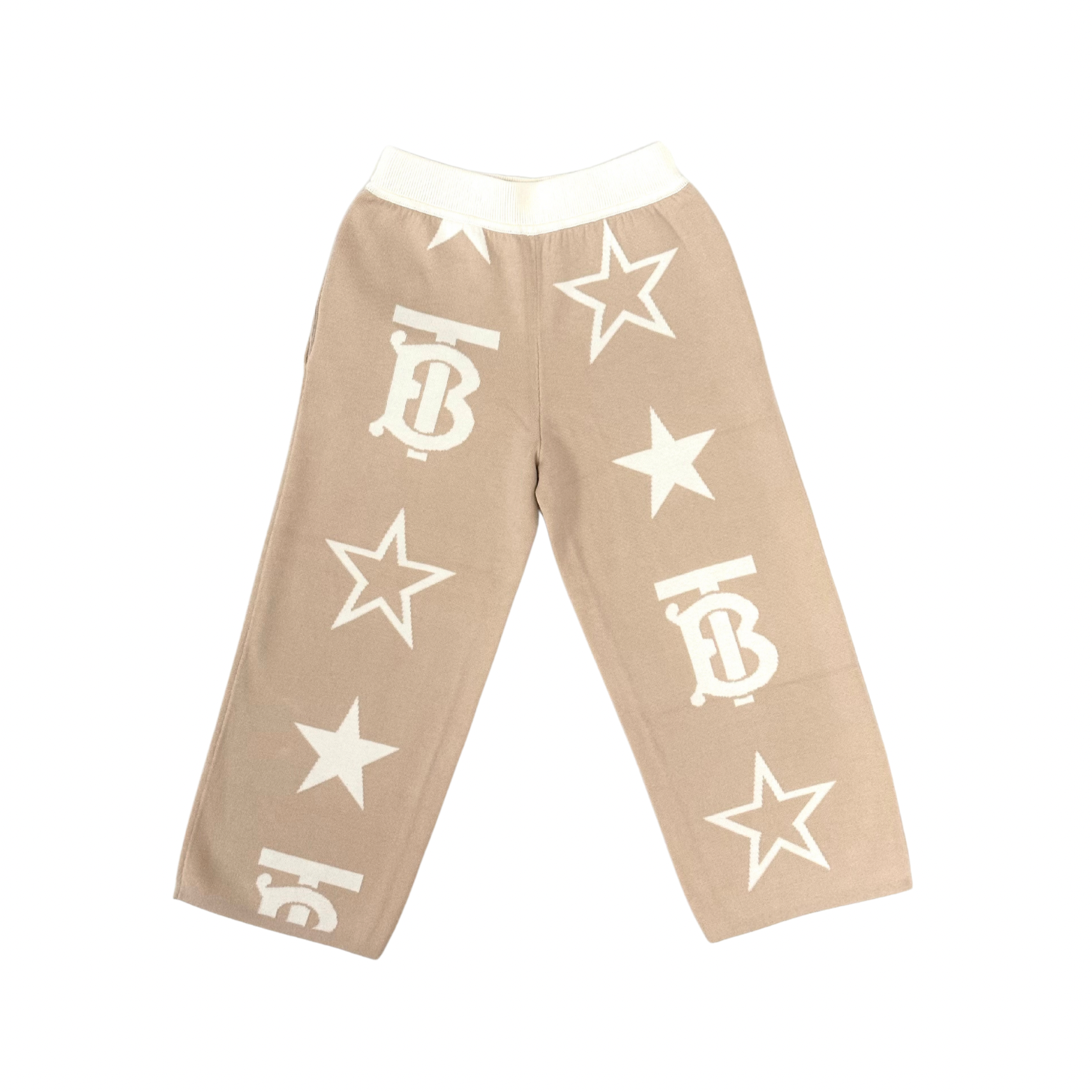 Burberry Beige TB Logo Stars Wool Trousers