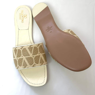 Valentino Garavani Toile Iconographe Raffia Slides