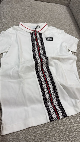 Burberry white polo tb stripe