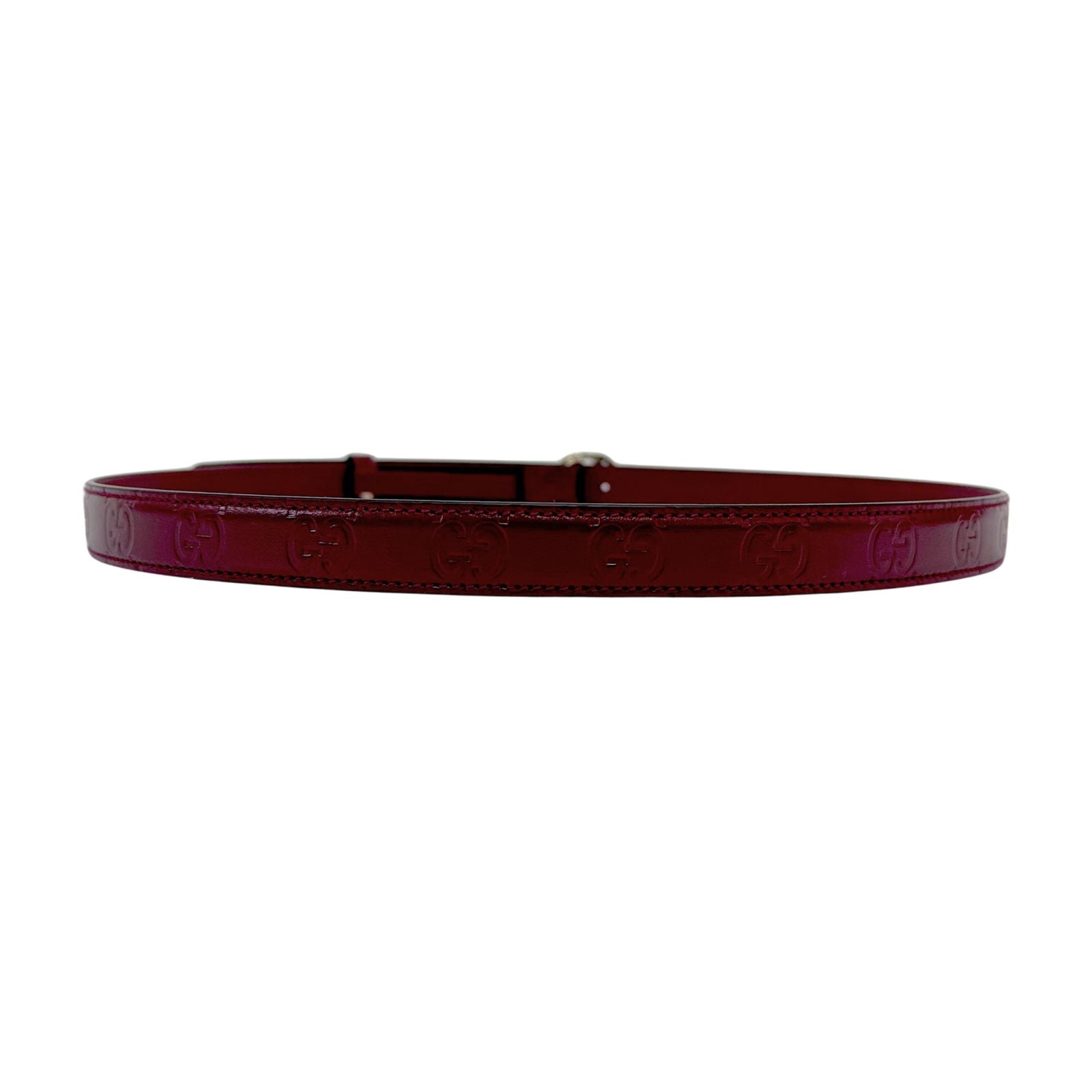 Gucci GG Embossed Belt Burgundy