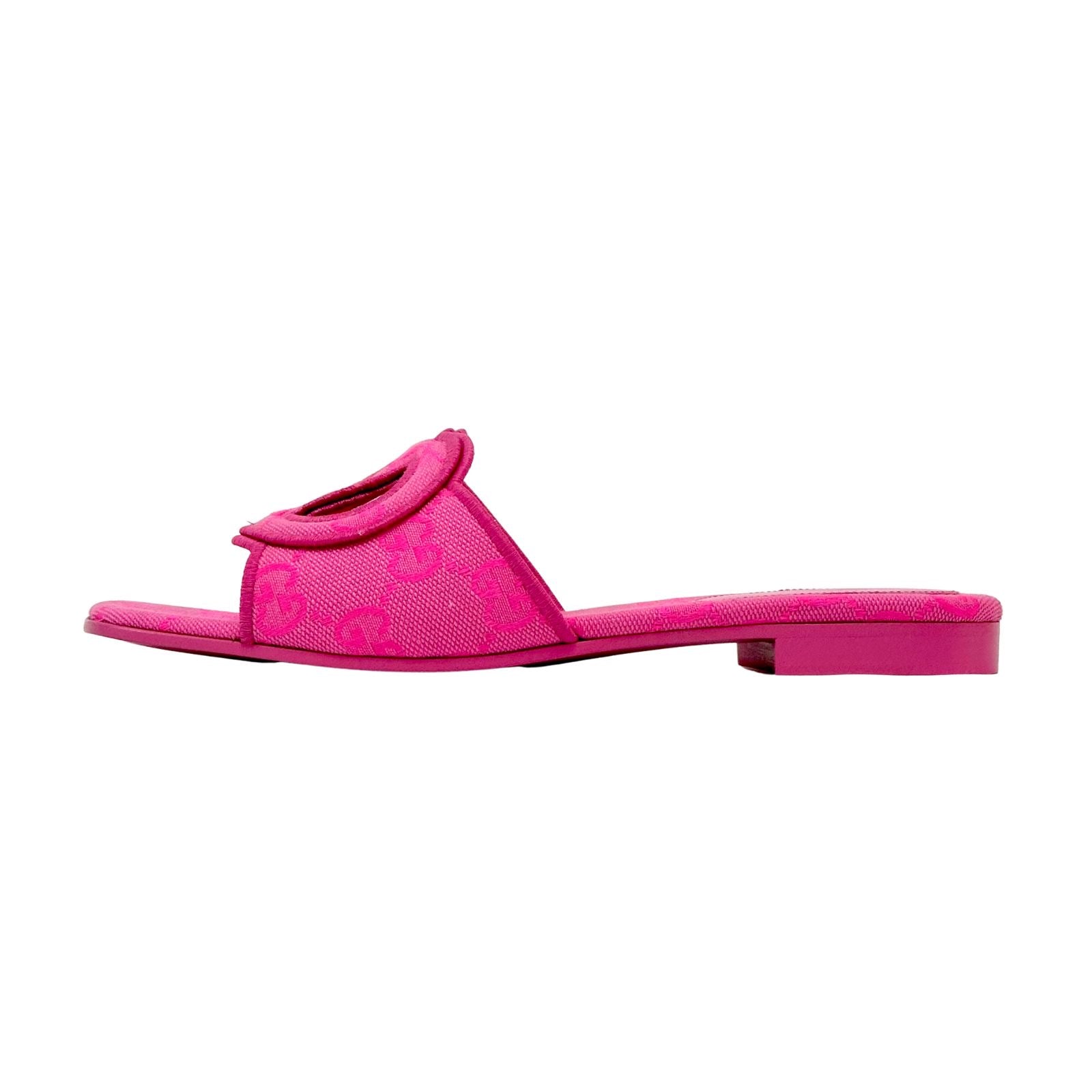 Gucci Pink Interlocking G Canvas Flat Slides