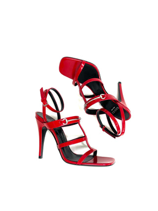 Gucci Red Horsebite Heel Sandals
