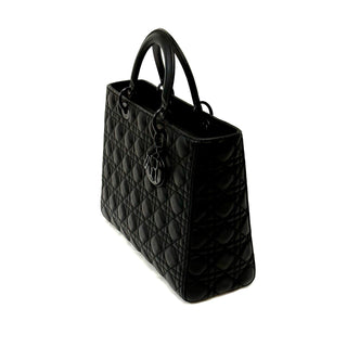 Christian Dior Medium Black Ultramatte Cannage Lambakin