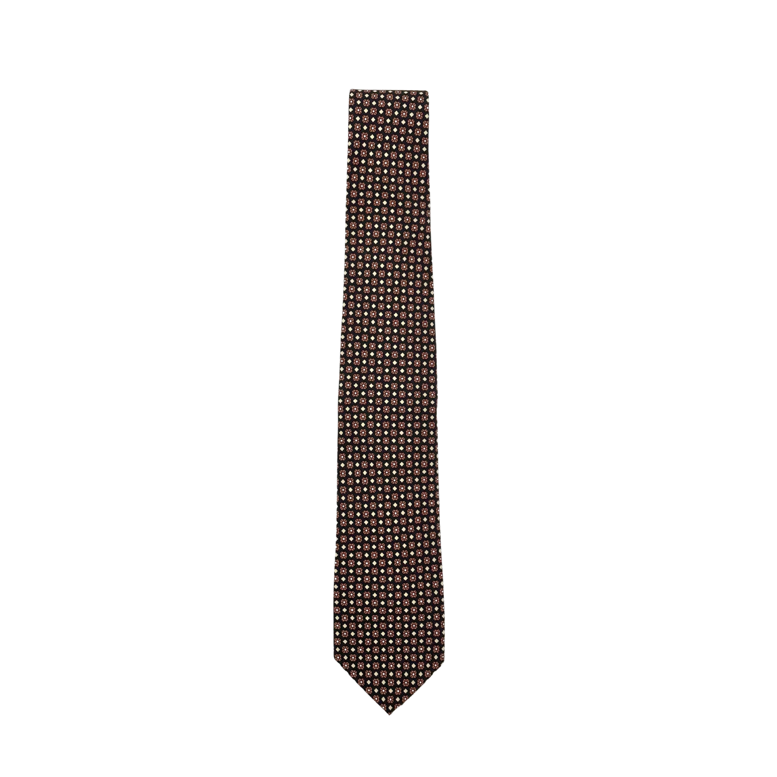 Gucci Brown Multi Color Print Silk Tie