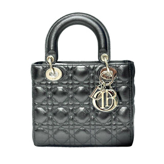 Lady Dior Mettalic Dark Grey Cannage Lambskin