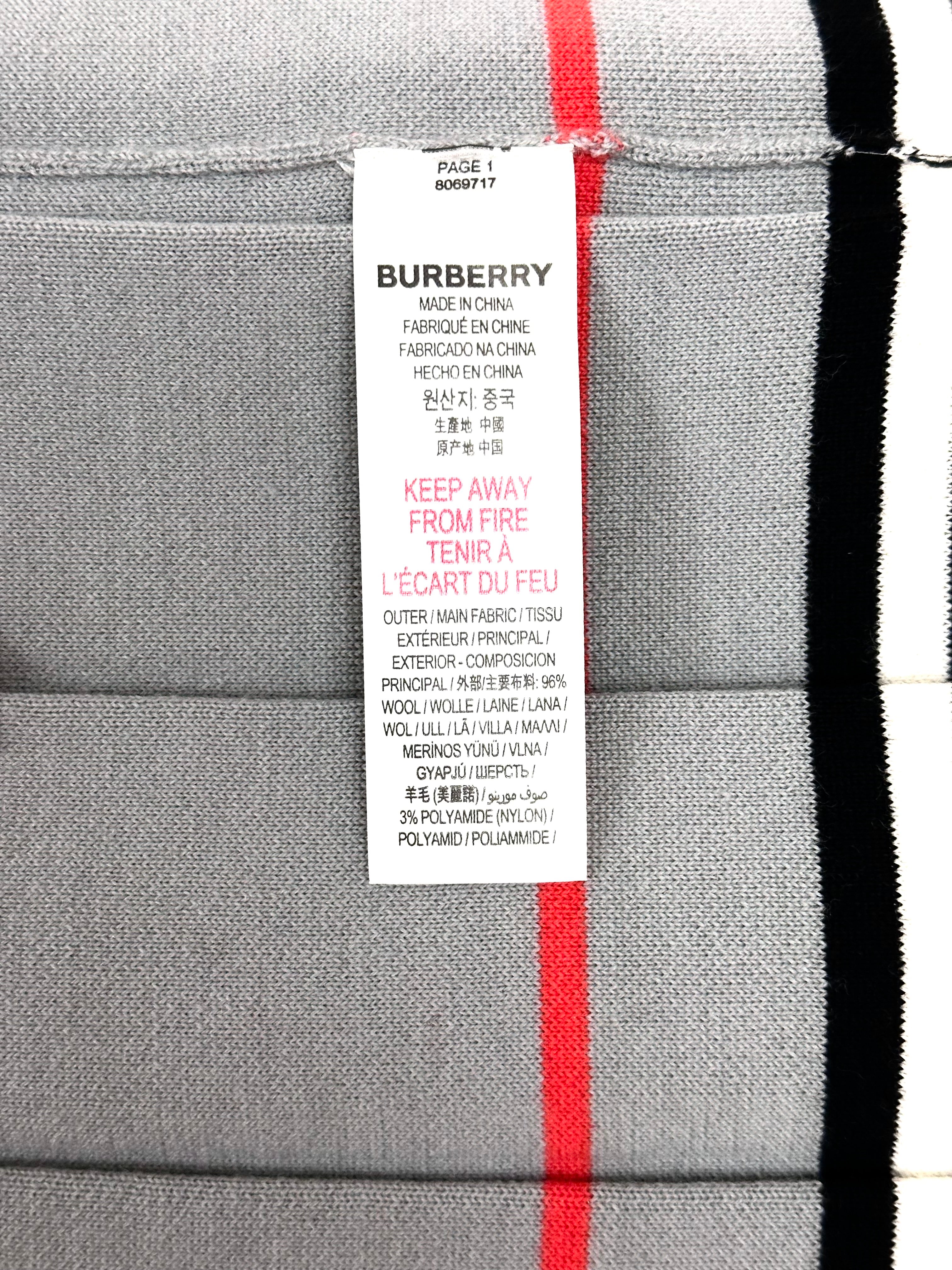 Burberry Grey Classic Design Stripes Wool Skirt