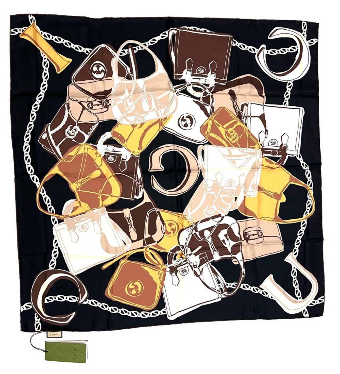 Gucci Silk Black Multi Color Scarf